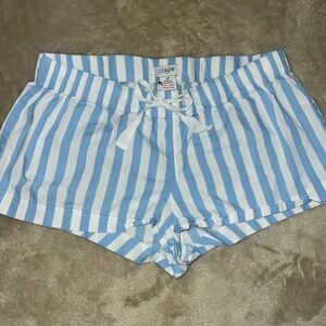 J. Crew Light Blue and White Striped Drawstring Shorts
